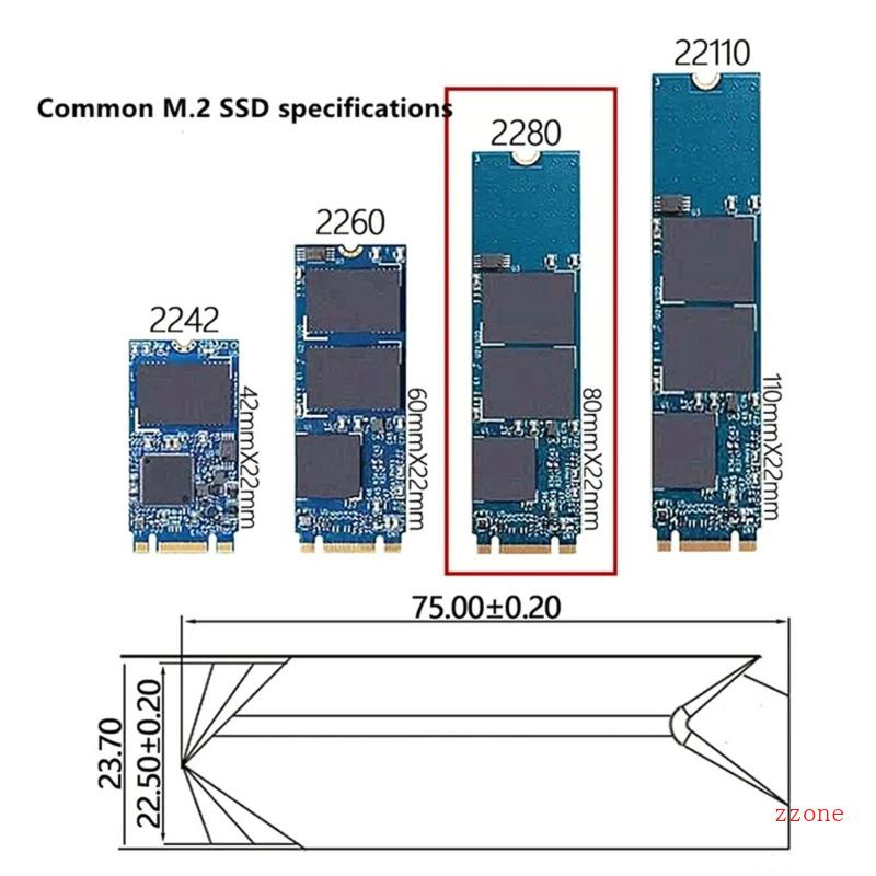 Zzz M2 2280 PRO SSD NVMe Heatsink Pendingin Dua Sisi Heat Sink PCIE NVMe