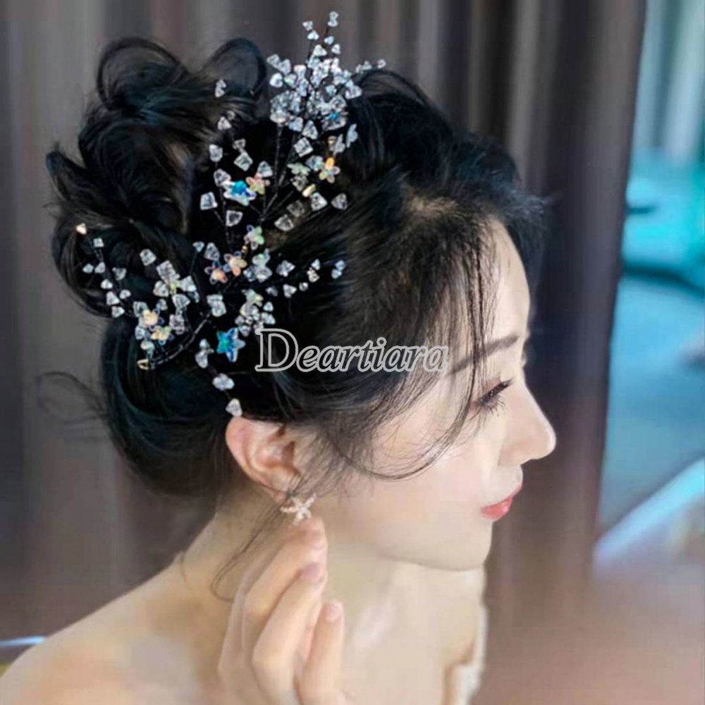 Modis Perhiasan Pengantin Mori Kristal Hiasan Kepala Pernikahan Wedding Dress Aksesoris Handmade Manis Serbaguna Rambut Band Set