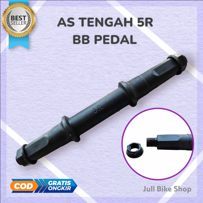 As tengah BB axle kotak 5R sepeda MTB fixie konterlis pedal crank besi jengki lipat