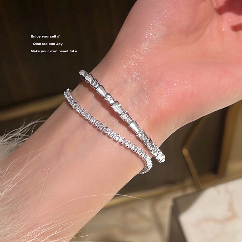 Gelang Geometris Bahan Alloy Berlian Imitasi Korea Untuk Wanita