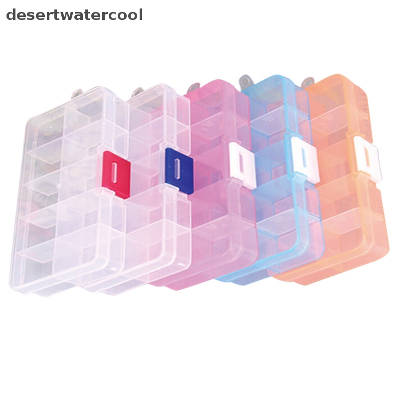 Deid Plastik 10slot Adjustable Kotak Penyimpanan Perhiasan Case Craft Organizer Beads Martijn