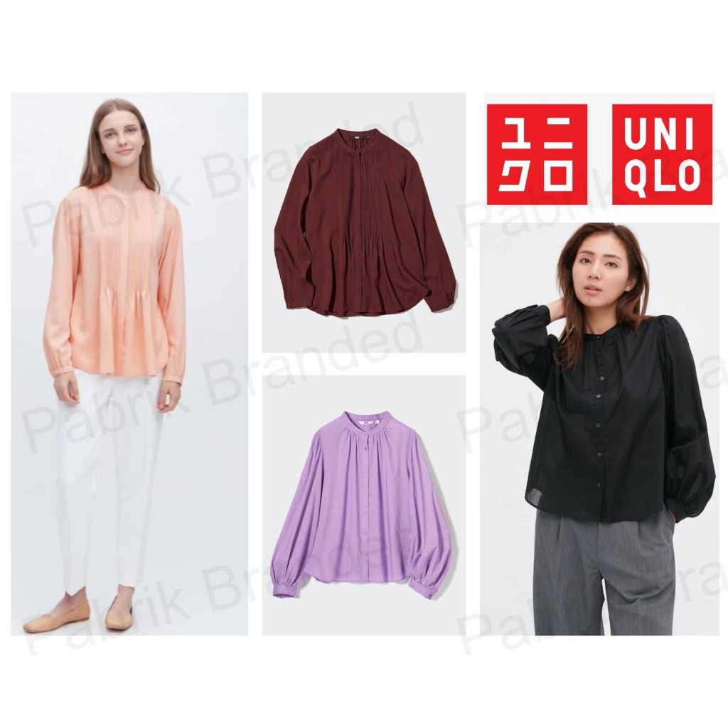 pabrik branded Uniql* shirt tee baju atasan blouse women S M L wanita blus remaja dewasa murah grosi