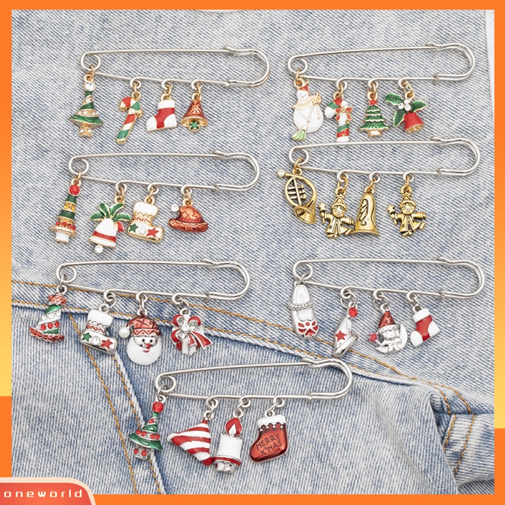 [ONE] Tanduk Rusa Lucu Snowflakes Santa Claus Bros Pin Hadiah Natal Aksesoris