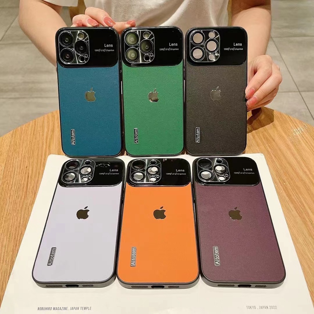 IPHONE Casing Ponsel Tahan Goncangan Kulit Frosted Jendela Besar Mewah Cocok Untuk Iphone14 13 12 11 Pro Max14 Plus Cover Case Shockproof