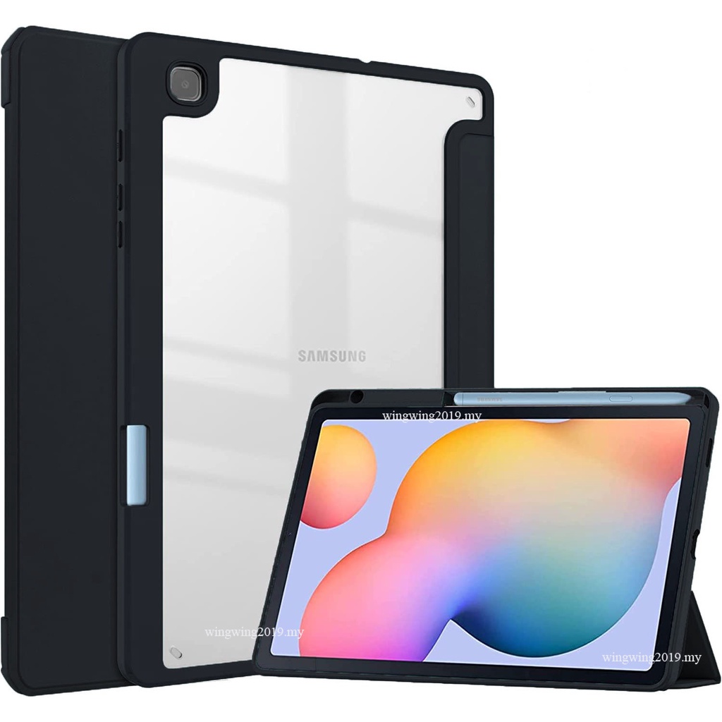 Untuk Samsung Galaxy tab S6lite /P610~P619 S8 2022 S7 11inch Tablet Pelindung Case Acrylic Soft Edge All Wrapped Casing Pelindung Dengan Slot Pulpen P613/P619 /P610 /P615