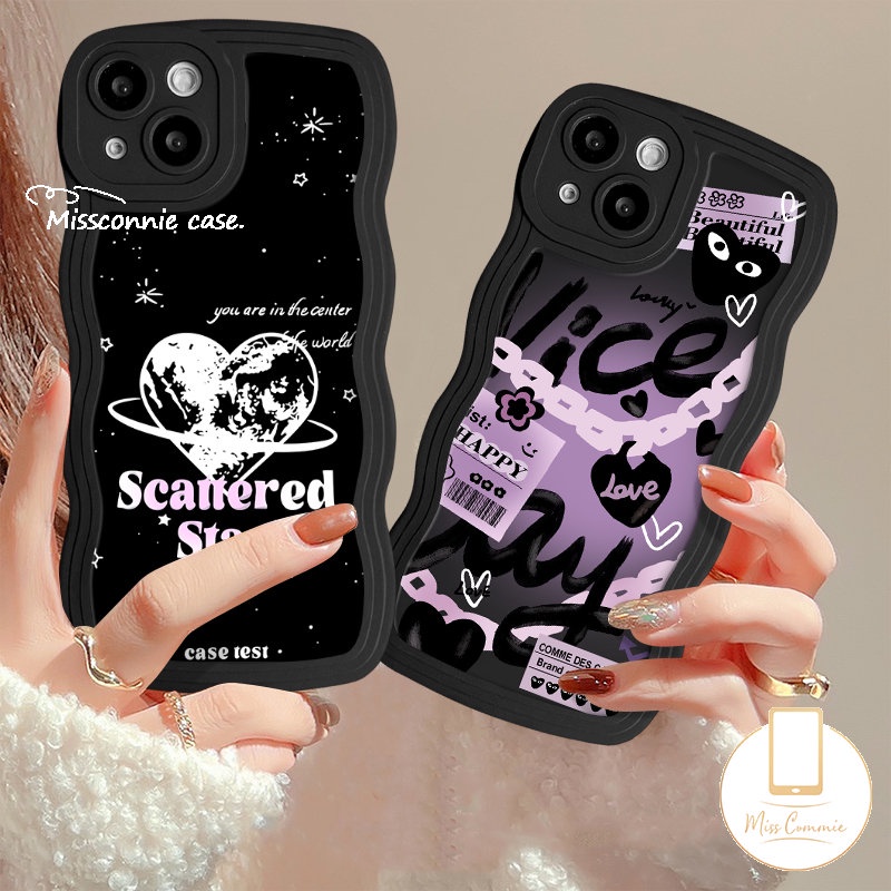 Case Untuk Realme C55 C12 C53 C33 C35 C15 10 9i 7 5 6i 8 C30 C20 C17 C11 C25s C25 C25Y 5s C21Y 8i 7i C20A C3 5i 8Pro 9pro+Fashion Checkerboard Bagus Love Hati Bintang Bergelombang Tepi Sarung