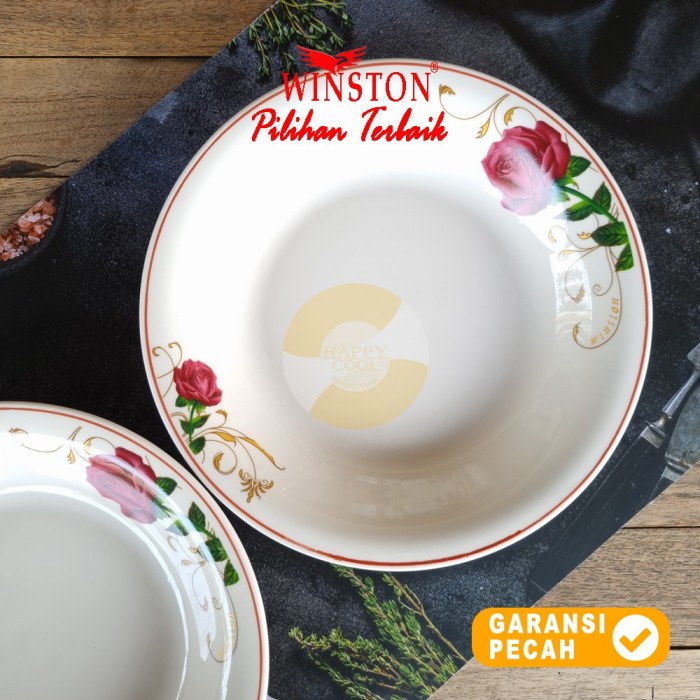 WINSTON 1pcs ROSE RED Plate Lontong Keramik 9,25in Piring Makan 23,5cm