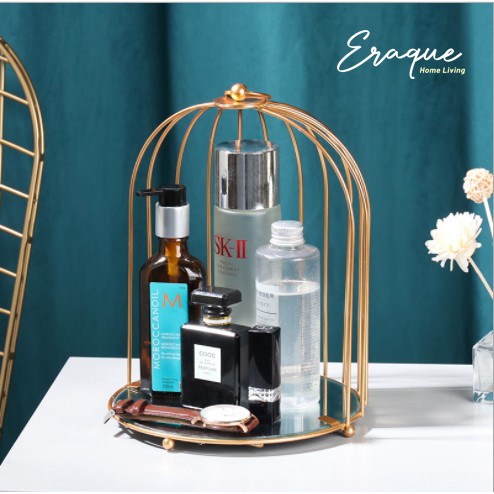 Bird Cage Cosmetic Rack 1 Tier Gold / Rak Pajangan Kosmetik Dessert Kue Sangkar Burung 1 Tingkat War