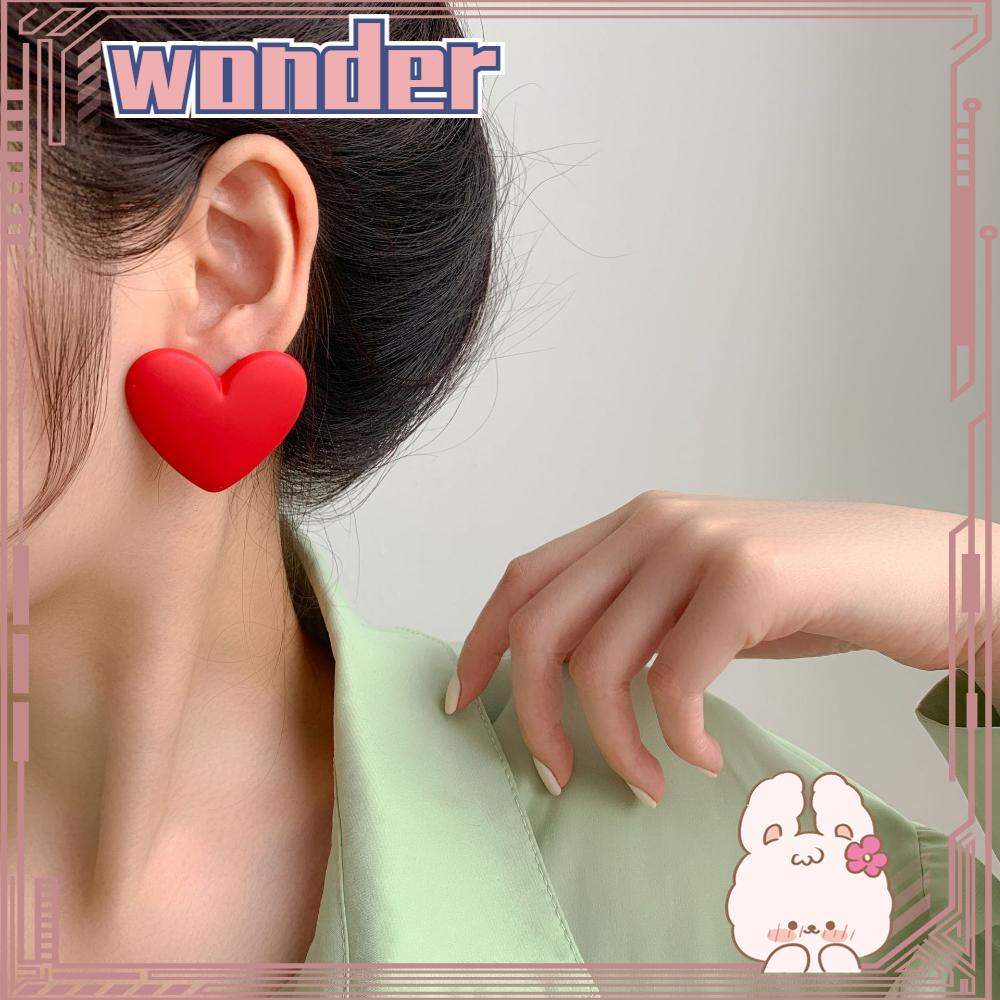 Wonder Heart Stud Earring Fashion Trendi Kreatif Temperamen Akrilik