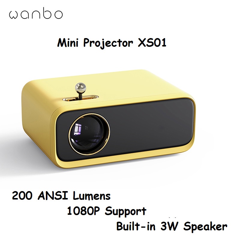 AKN88 - WANBO X1 MINI XS01 - Mini Projector 200 ANSI Lumens - Support 1080P