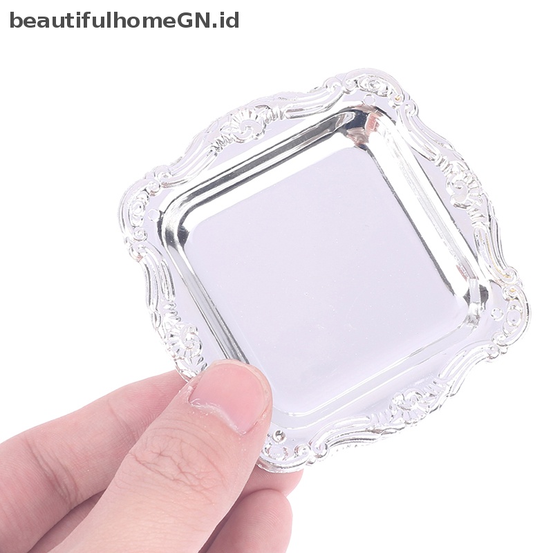{Cantik} 2pcs Miniatur Rumah Boneka Aksesoris Piring Simulasi Nampan Teh Plastik Mini~