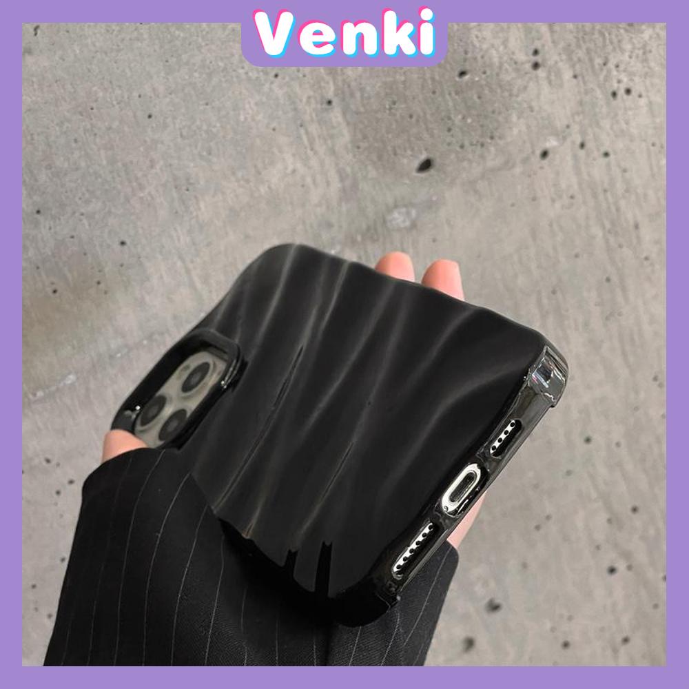 VENKI - Untuk iPhone 11 Case Soft Case Glossy 3D Ripple Dimensi Shockproof Coklat Ungu Hitam Putih Hijau Untuk iPhone 14 Pro Max 13 Pro max 12 Pro Max 11 iPhone XR XS 7Plus 8Plus