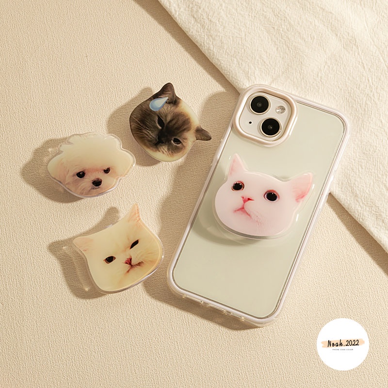 Cute Manyo Strawberry Bear Phone Stand Holder Kartun The Power.puff Gadis Glossy Braket Lipat Indah Kucing Anjing Hantu Lucu Universal Scalable Phone Grip