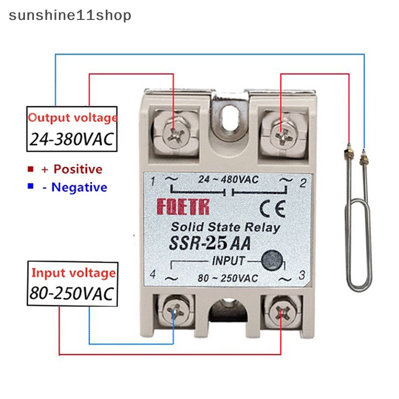 Sho DC Control AC SSR Shell Putih Single Phase Solid State Relay Tanpa Penutup Plastik SSR-25AA SSR-40AA SSR-60AA SSR-100AA Regulator Tegangan N