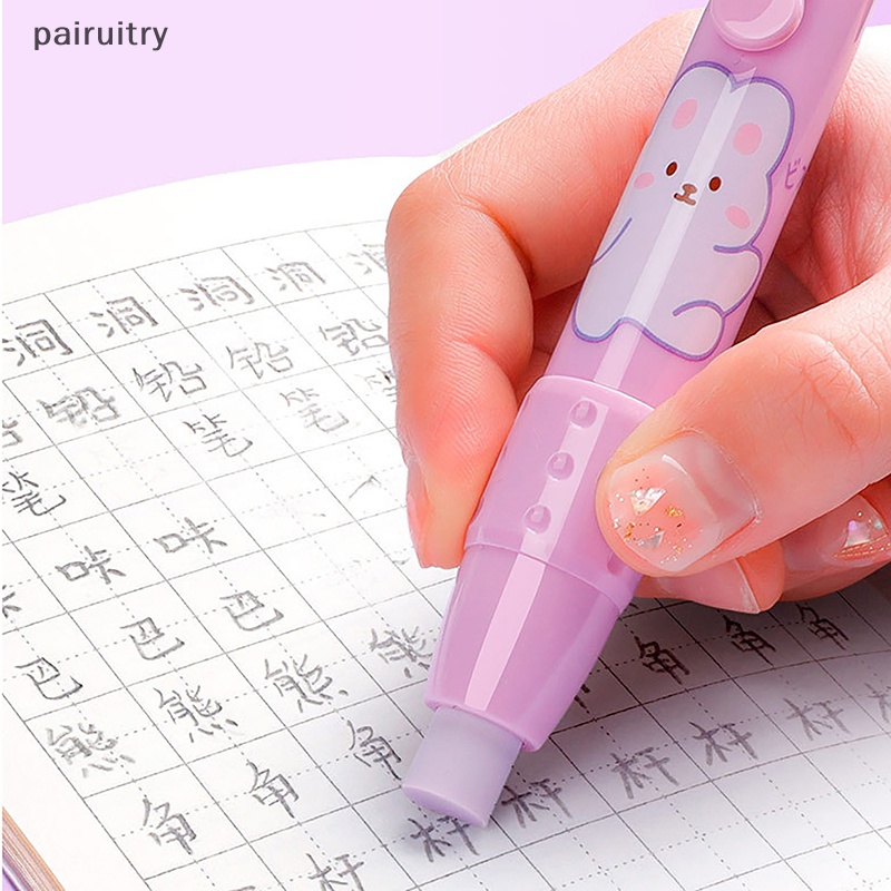 Prt 3pcs /set Pen Eraser Retractable Press Crumb-free Pensil Karet Koreksi Perlengkapan Alat Tulis Sekolah Erasers Soft Art Pen Eraser PRT