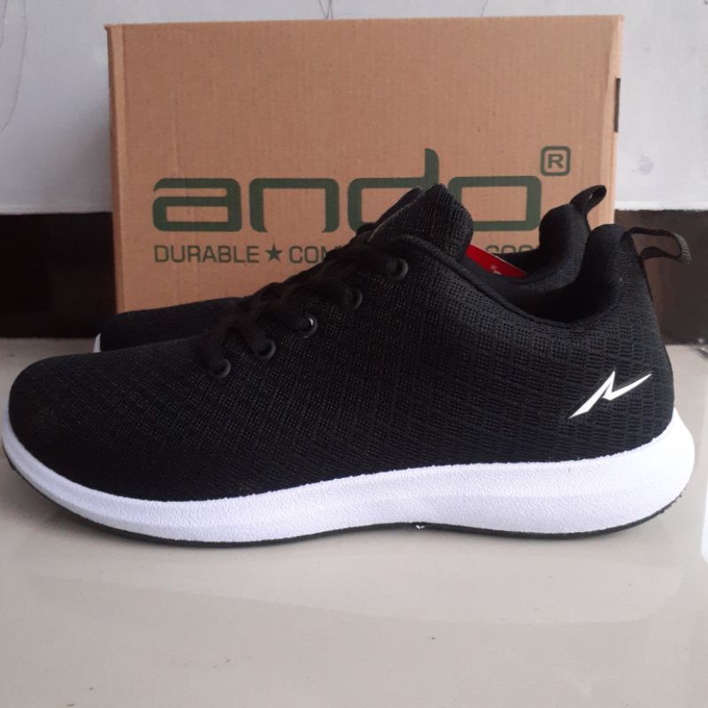 Promo Sepatu wanita pria Ando Sneakers Hitam putih Dewasa Anak Anak Keren Trendy Casual Original