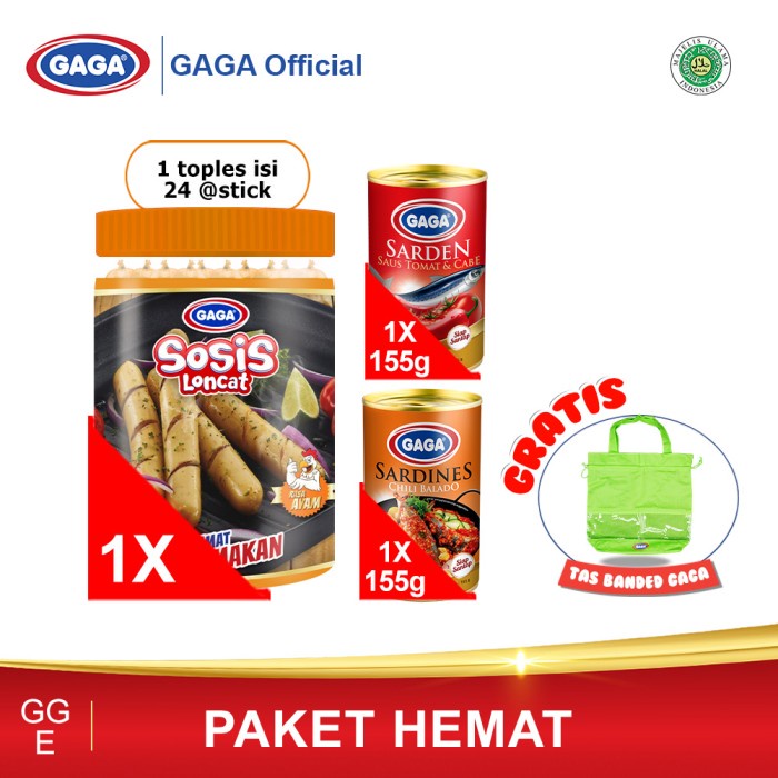 

Beli 2 Gaga Sarden 155g GRATIS 1 Top Gaga Sosis Loncat Ayam (GGE)