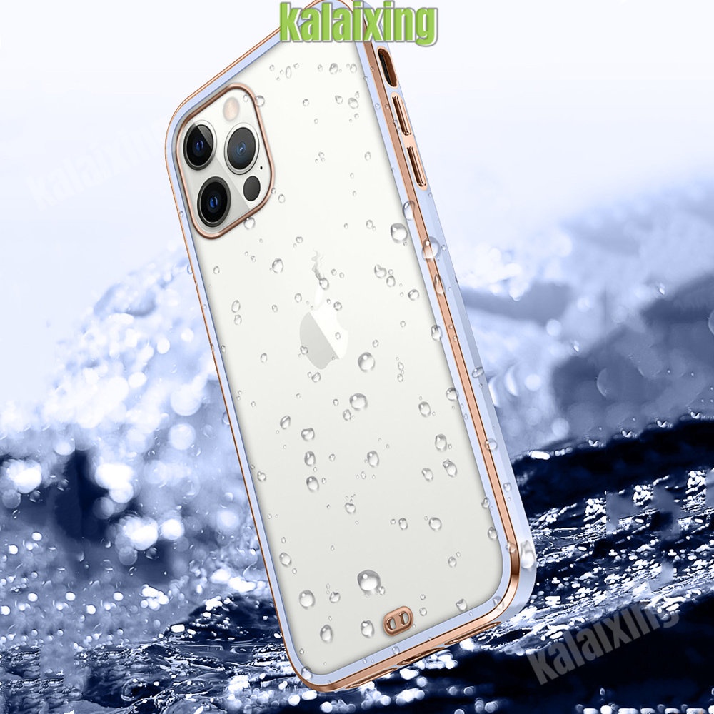 Casing Transparan Tggp L-Dzng iPhone 13 Pro Max 13Mini 12mini 11 12 Pro Max Casing Electroplating Square