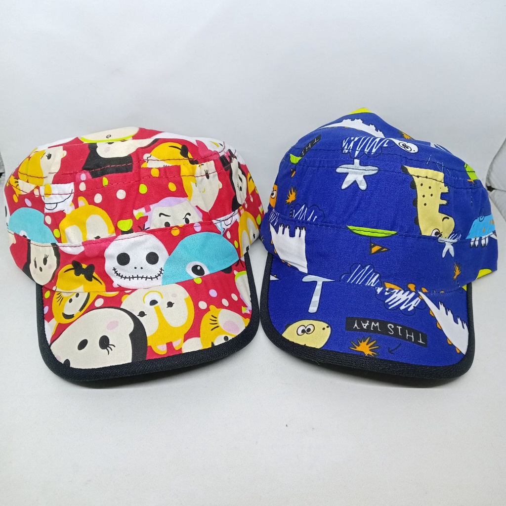 Topi Komando Bayi Full Printing Motif Karakter Animasi Kartun Keroppi | Doraemon | Kucing | Dinosaurus