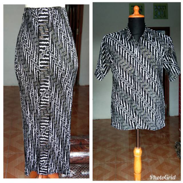Rok plisket parang HITAM PRODO dan kemeja batik / batik couple / sarimbit