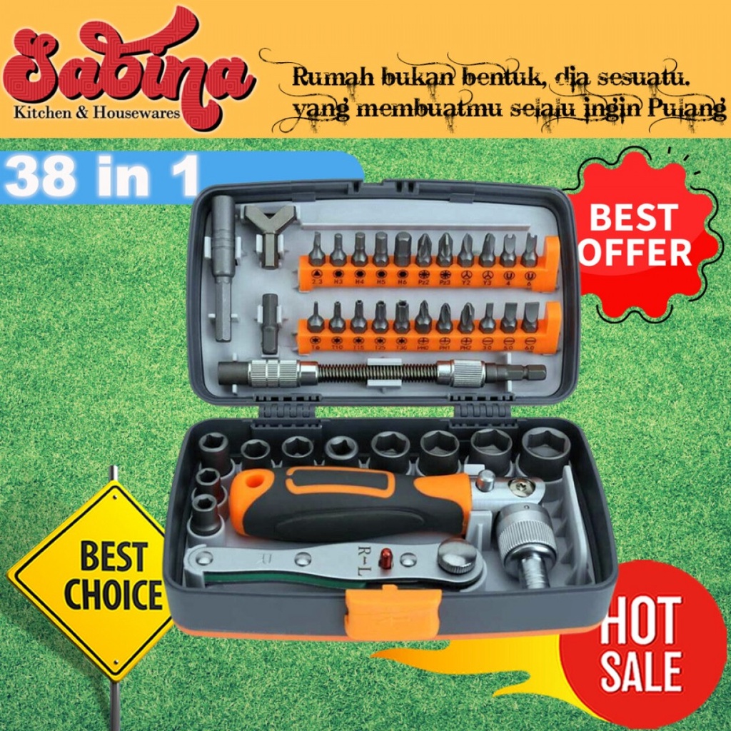 Set Obeng Kunci Pas Ratchet Screwdriver Household Repair Tools 38 In 1