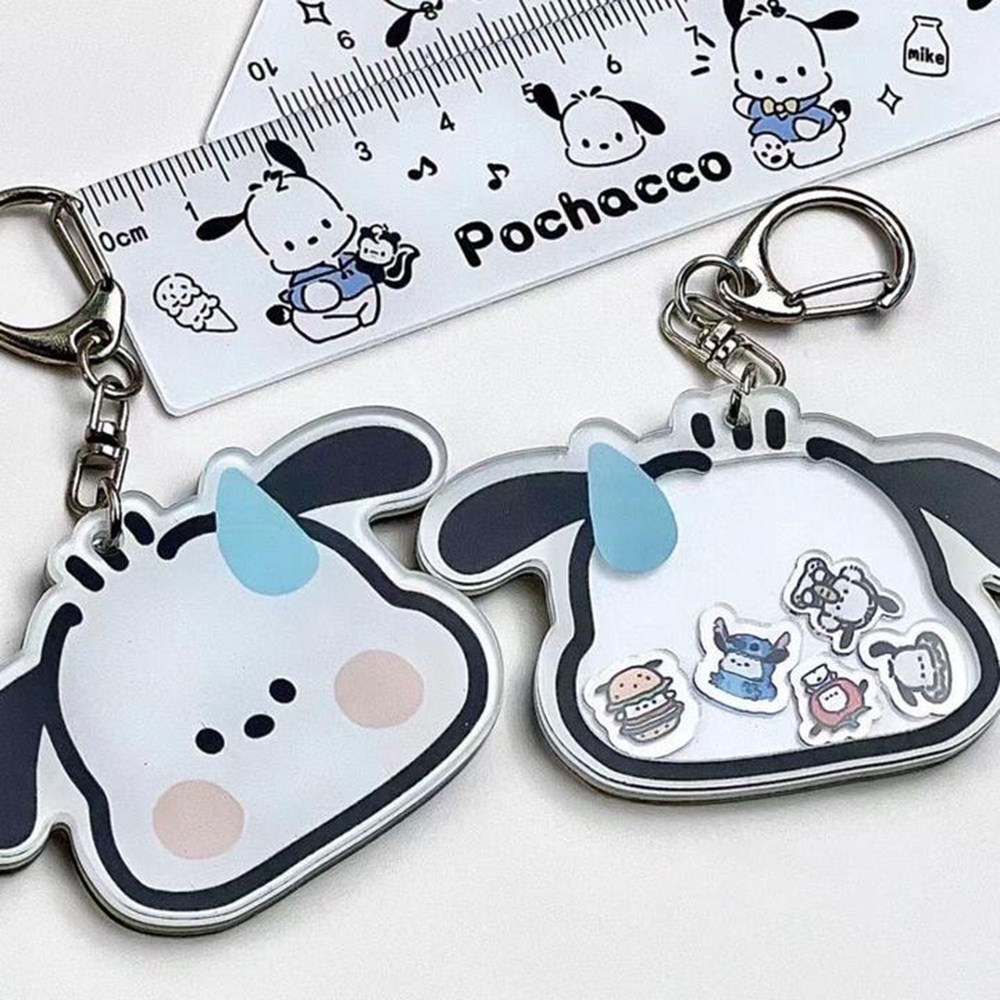 Lucu Goyang Pacha Dog Key Ring Berkeringat Anjing Peliharaan Gantungan Kunci Akrilik Tas Siswa Alat Tulis Tas Dekorasi Liontin