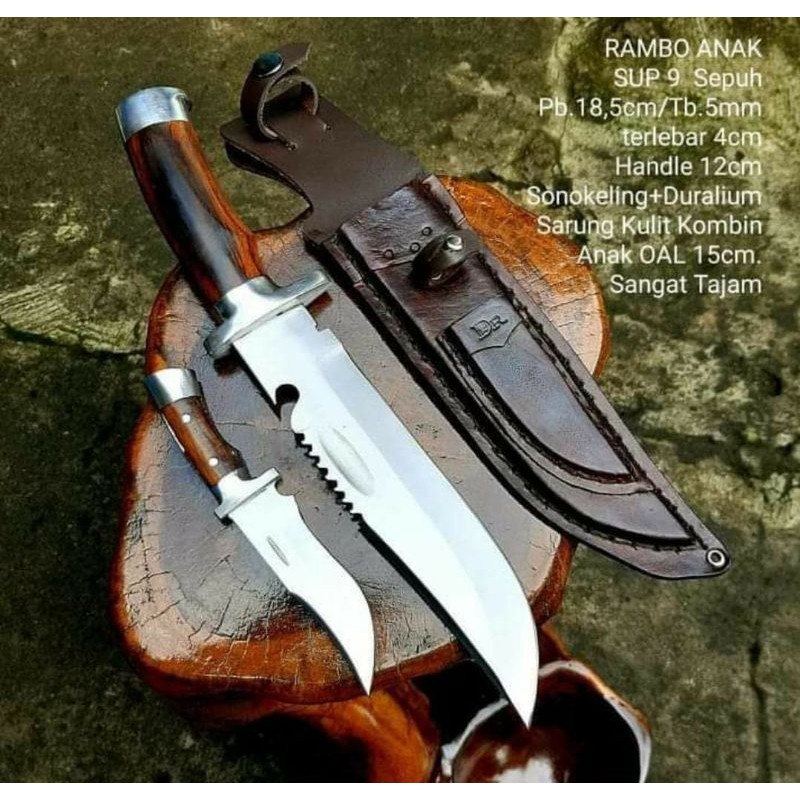 pisau set pisau belati rambo beranak baja per super tajam