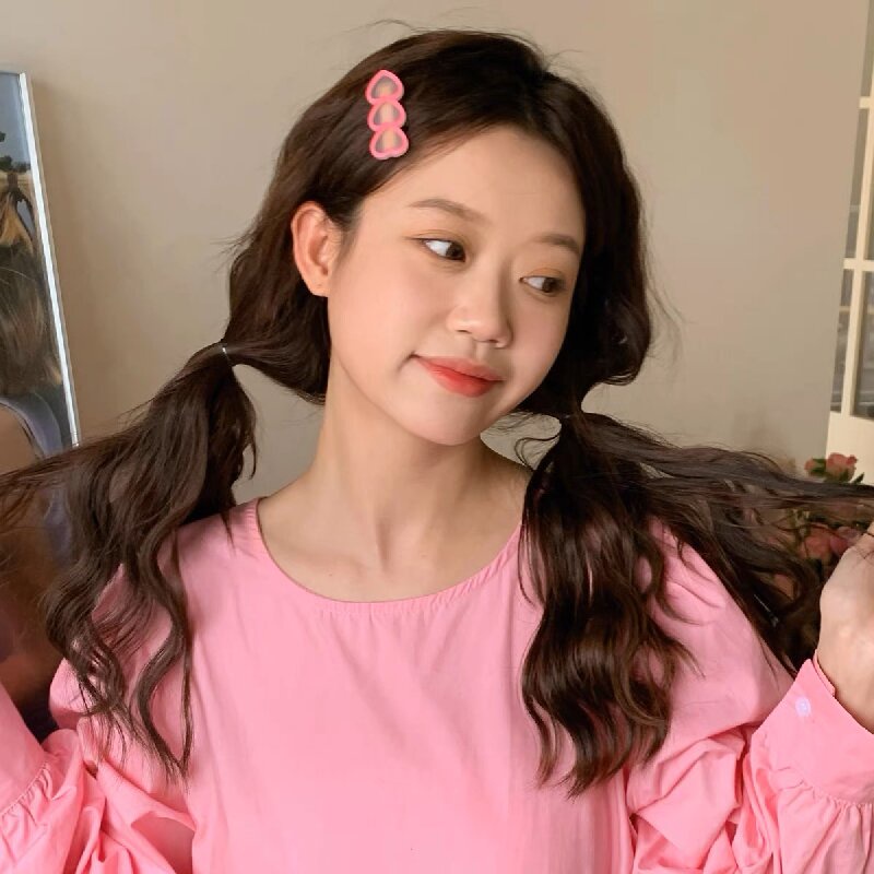 Versi Korea ins Gaya Merah Muda Kecil Klip Rambut Sisi Perempuan Jepit Rambut Musim Panas Manis Lucu Poni Klip Duckbill Klip Aksesoris Rambut