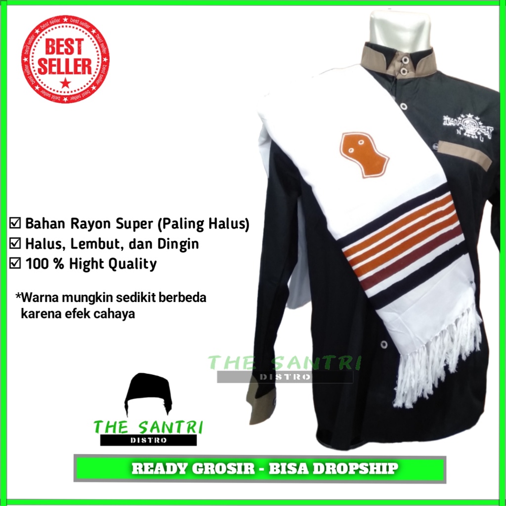 Sorban Rida Terompah Solo Putih List Coklat FREE ONGKIR / Sorban Habib BEST SELLER / Sorban Majelis 