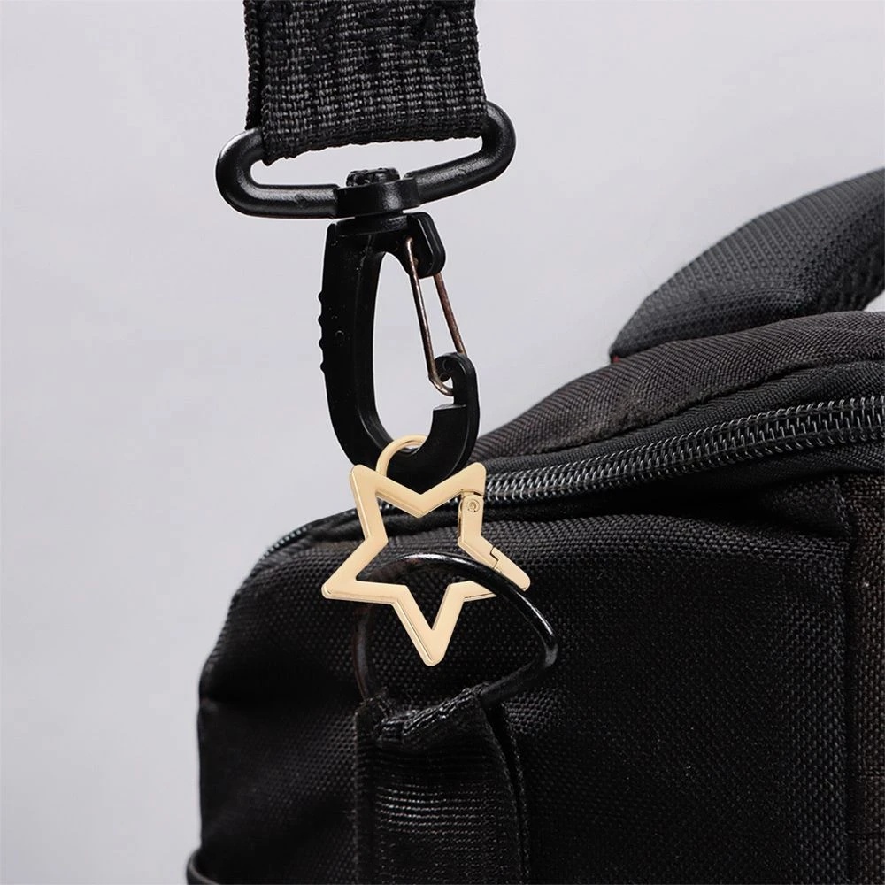 [HOT Sale] DIY Membuat Perhiasan Aksesori 1 Pc Carabiner Bentuk Bintang Pemicu Snap Kait Pentagram Musim Semi Gesper Olahraga Carabiner Tas Handbag Belt Tali Gesper Sambung Kait Split