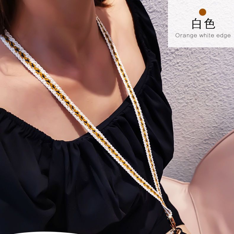 Lanyard Ponsel Versi Korea Camellia Braided Style Gaya Chanel Gantung Leher Tali Rantai Gaya Baru Influencer Dikepang Kuat Tidak Kuat Leher High-End Kunci