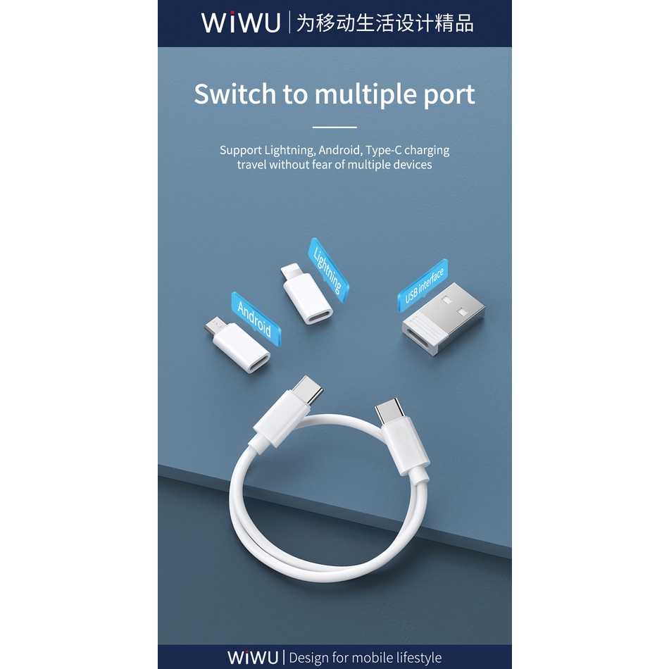 Kabel Powerbank Charger WIWU Travel Charging Kit Type-C Micro iPhone