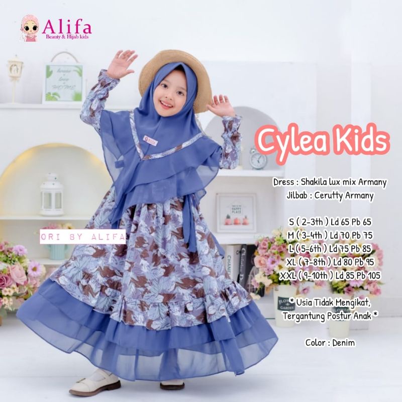 CYLEA SYARI KIDS ORI ALIFA KIDS | Dress+jilbab Anak