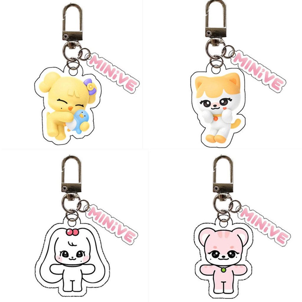 1pc IVE Gantungan Kunci Akrilik Gambar Kartun MINIVE Key Ring Hanging Up