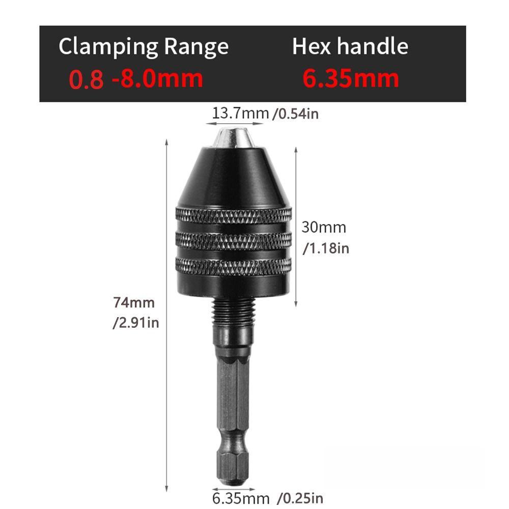 Jeromy Drill Chuck 0.3 8.0 6.35mm Alat Listrik Perlengkapan Aksesary Listrik Micro Motor Konversi Mata Bor Adapter Impact Driver