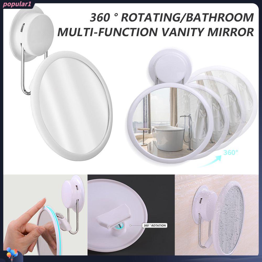 Populer Vanity Mirror Plastik Self Adhesive Vacuum Suction Bulat Aksesoris Mandi Gantung Dinding Perlengkapan Makeup