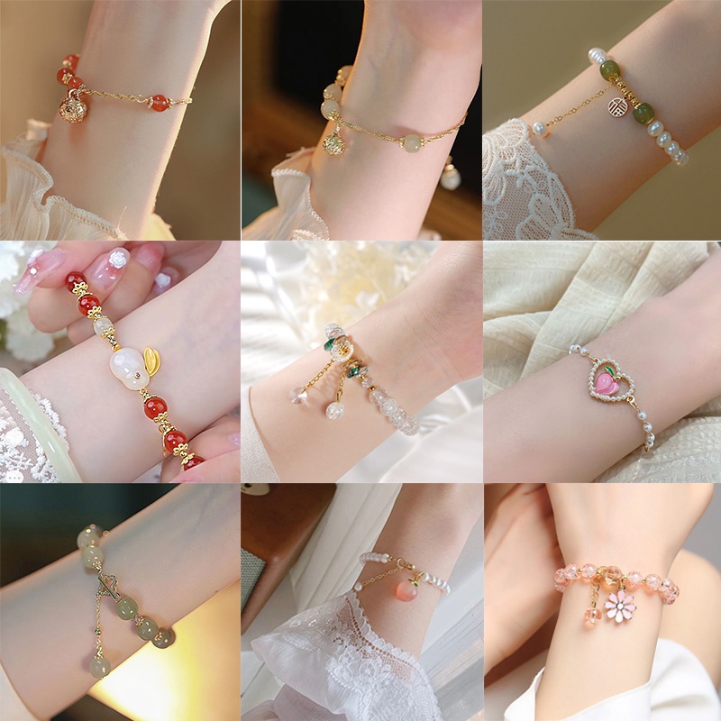 CODG✨Gelang Daisy Rumbai Bunga Kristal Korea Wanita / Manik Kristal Bracelets Untuk Wanita Perhiasan Aksesoris SE