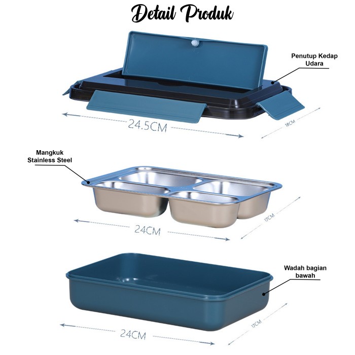 Kotak Bekal Makan Tempat Makan Stainless Steel Lunch Box Import