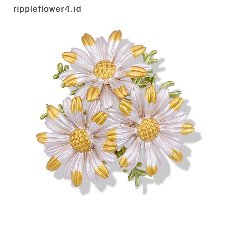 {rippleflower4.id} Fashion Tanaman Bunga Daisy Bros Pin Kerah Aksesoris Perhiasan Hadiah~