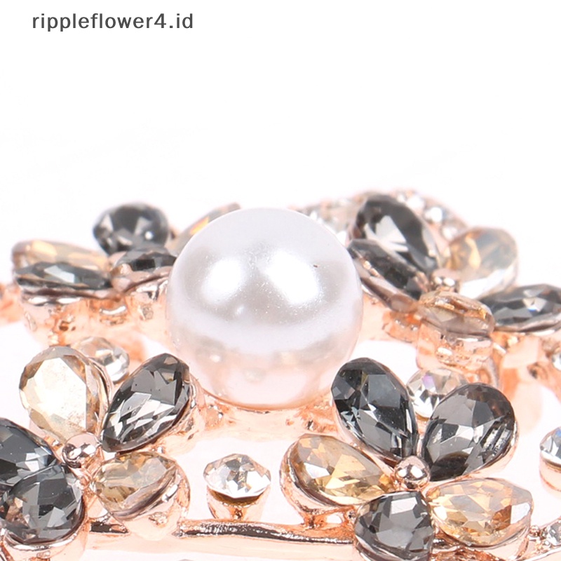 {rippleflower4.id} Fashion Mutiara Berlian Imitasi cross Bros Pin Netral Aksesoris Perhiasan~