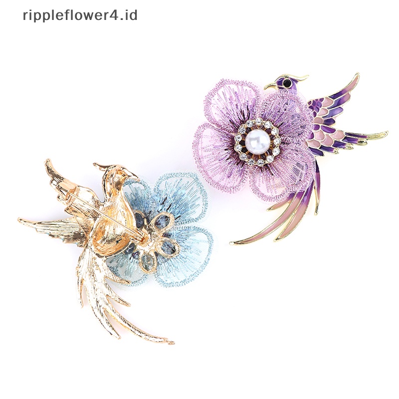 {rippleflower4.id} 1pc Bros Berlian Imitasi Untuk Wanita Enamel Burung Pin Merak Fashion Bros Hadiah~