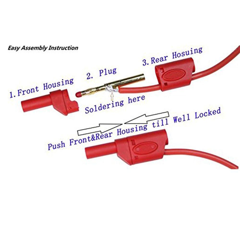 TOP 10pcs Insulated Multimeter test leads Banana Plug Banana Plug Konektor Safety test leads Listrik Sarung Laki-Laki Stackable