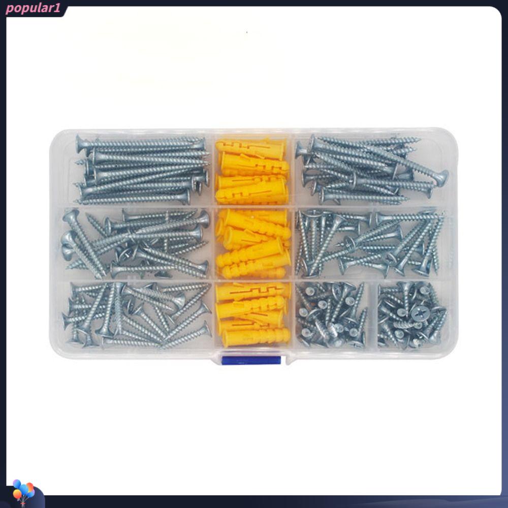 Populer Drywall Anchors New 220pcs Sekrup Kepala Datar Dengan Kotak Organizer 7ukuran