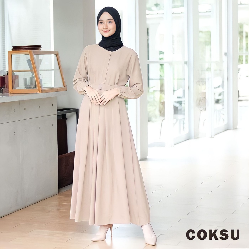 Gamis Monna Dress Sandira Belt Busui Friendly Syar'i Muslimah Jumbo Terbaru Itycrepe Premium-6