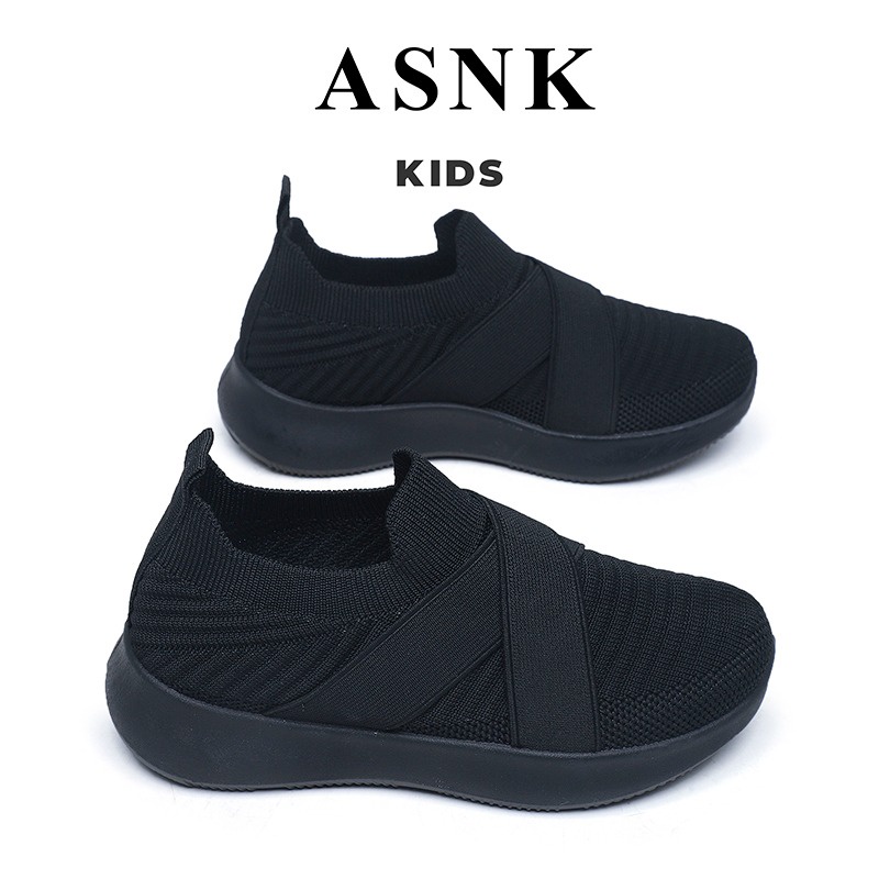 [GROSIR][COD] SEVEN_DAY SEPATU RAJUT SLIP ON ANAK-ANAK UNTUK USIA 3-15 TAHUN / BOY &amp; GIRL WM2321 HITAM