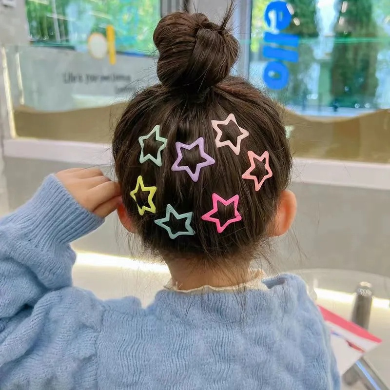 Jepit Rambut Bentuk Bintang Warna Permen Baru/ Jepit BB Pentagram Anak Lucu/ Jepit Logam Aksesoris Rambut Anak Perempuan