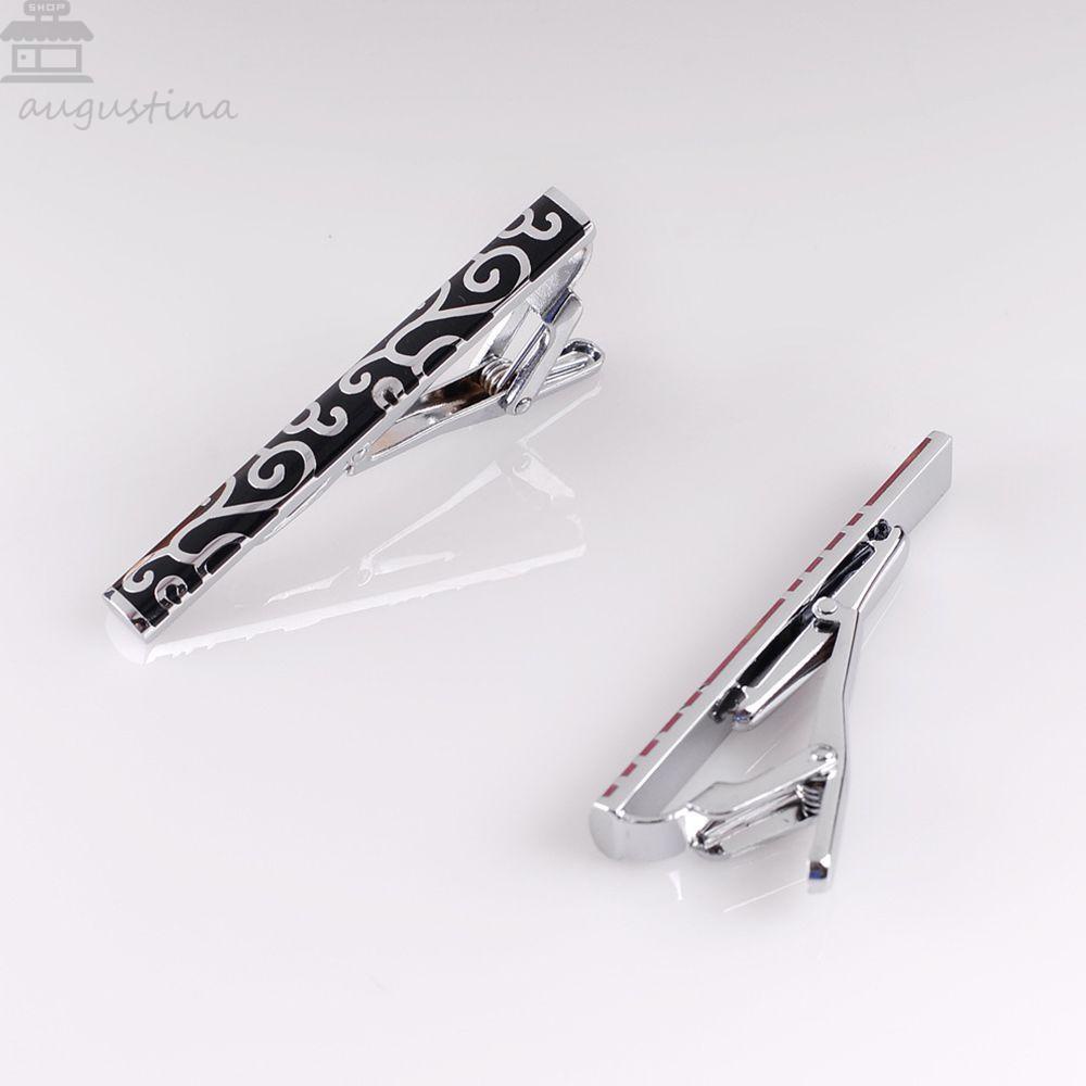 Jepit Dasi Tanaman Agustina Trendy Formal Tie Pin Pernikahan Kotak-Kotak Tembaga Clasp Clip