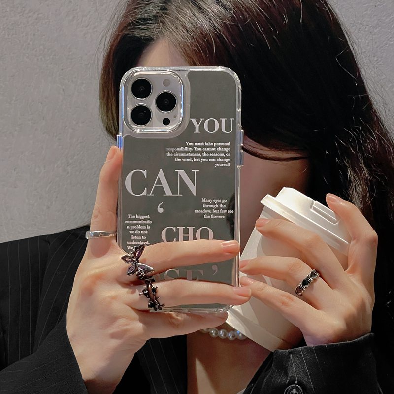 Fashion Silver Full English Mirror Soft TPU Case iP iPhone 11 12 13 14 Pro Max New FTD Casing Apple