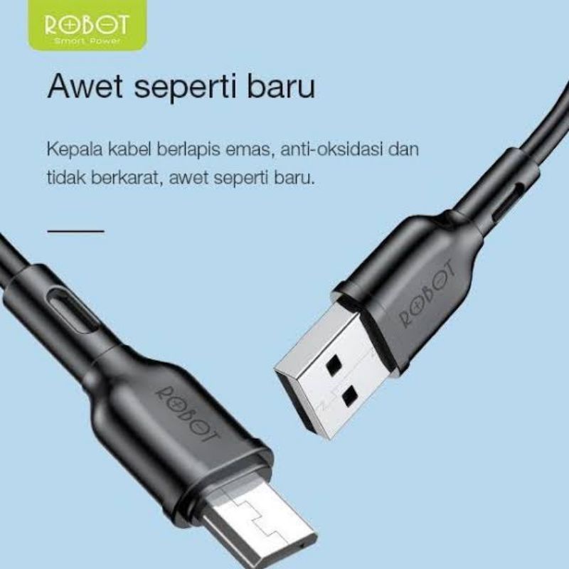 ROBOT KABEL DATA MICRO USB FAST CHARGING KABEL CHARGER MICRO ORIGINAL ROBOT BERGARANSI