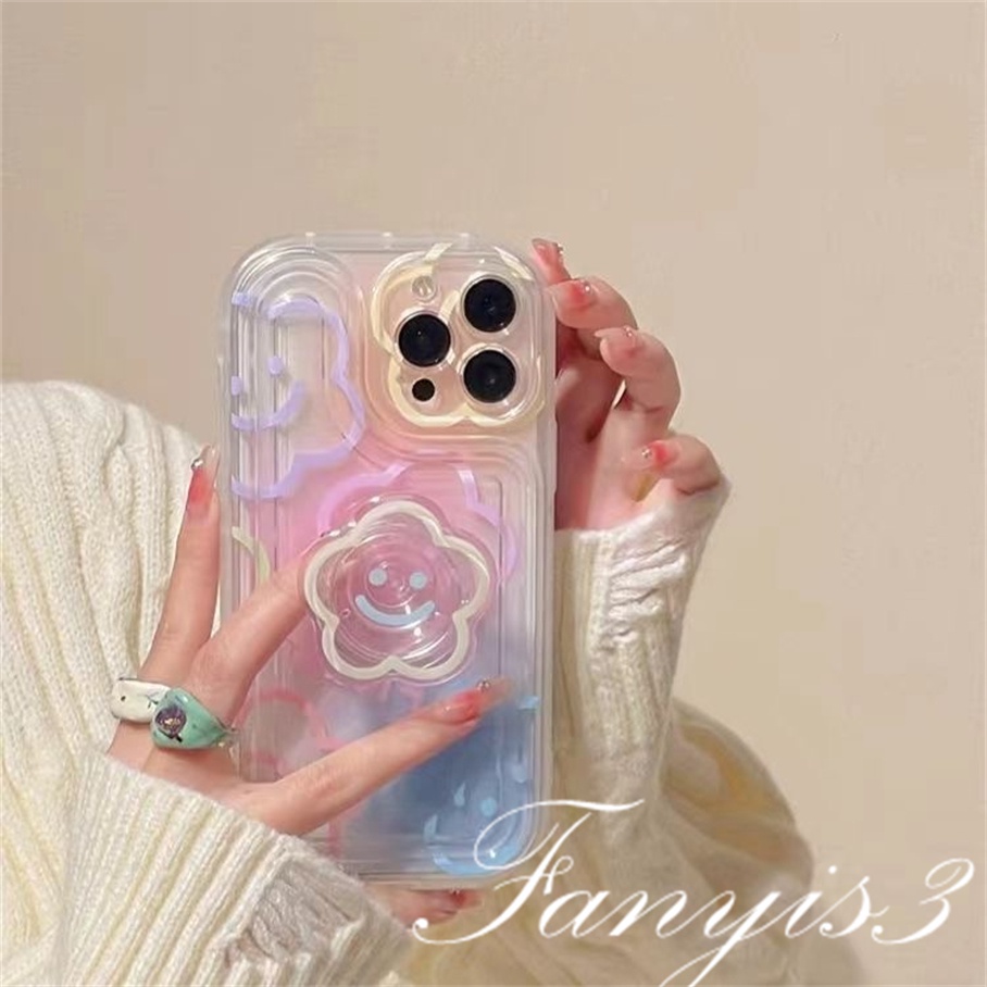 Redmi A1 Plus 10C 10A 10 9 9A 9C 9T Note 11 Pro+ 11s 11 10s 10 9s 9 Pro Poco X3Pro X3NFC Mi 11 Lite Colorful Graffiti Smiley Face Soap Phone Case TPU Soft Cover Dengan Bracket Bunga